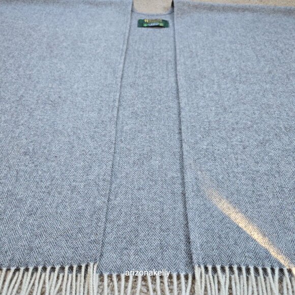 Vintage Wool Herringbone Wrap Grey John Hanly for L.L. Bean Ireland - Picture 10 of 13